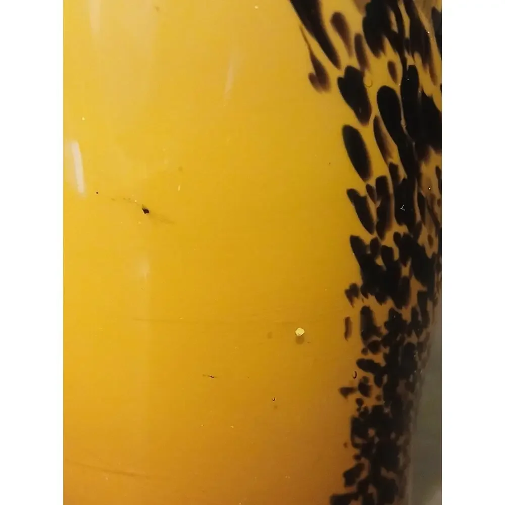 VTG Italian Style Art Glass Vase Tortoiseshell Leopard Butterscotch Yellow 12 